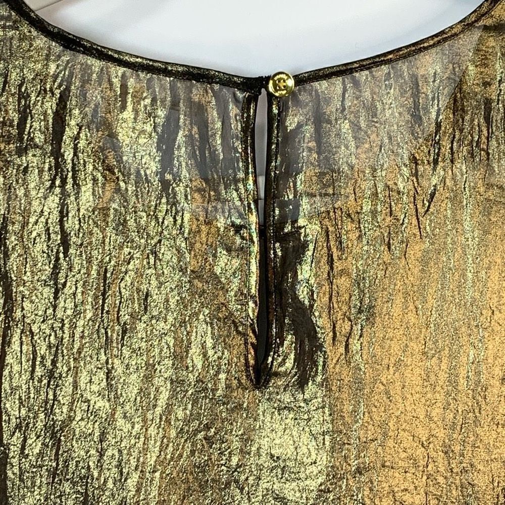 Michael Kors Sheer Gold Black Blouse Size Medium - Picture 7 of 9